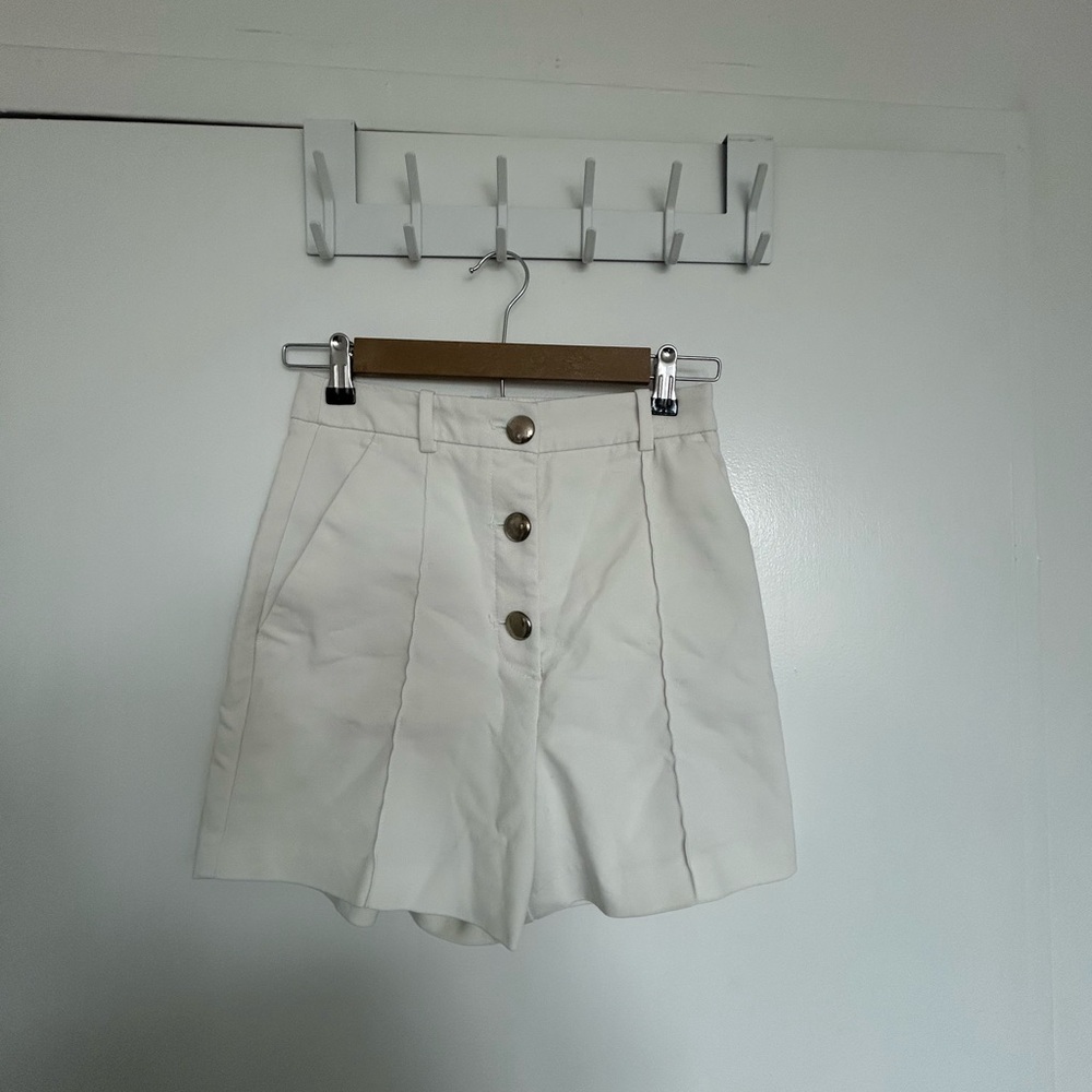 Zara Cream High-Waisted Button Shorts